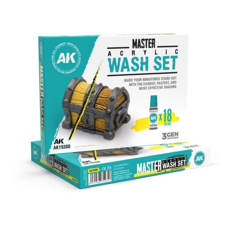 AK - Set de lavis : Master Acrylic Wash Full Range 18 Colors