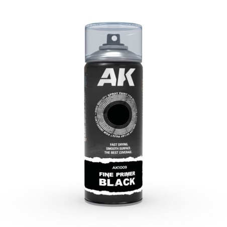 AK - Apprêt en spray : Fine Primer Black 400 ml (Includes 2 nozzles)
