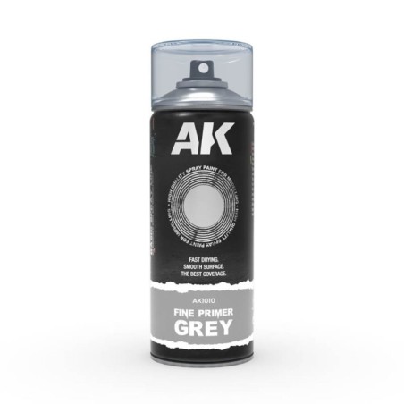 AK - Apprêt en spray : Fine Primer Grey 400 ml (Includes 2 nozzles)