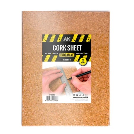 AK - Cork Sheets - Coarse Grained / Laminas Corcho - Grano Grueso - 200 X 300 X 2 mm (2 Sheets/Laminas)