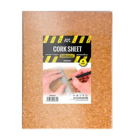 AK - Cork Sheets - Coarse Grained / Laminas Corcho - Grano Grueso - 200 X 290 X 6 mm (1 Sheets/Laminas)