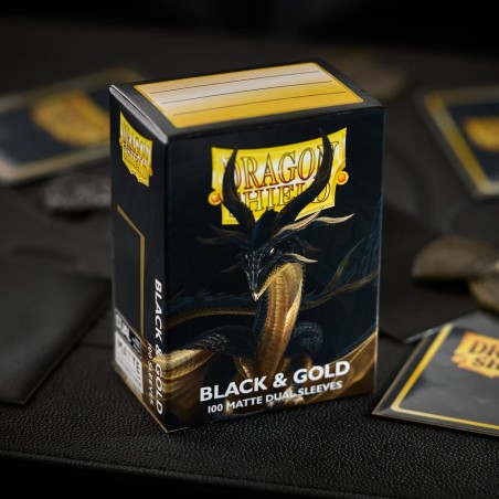 Dragon Shield - 100 Sleeves Standard Dual Matte - Black & Gold