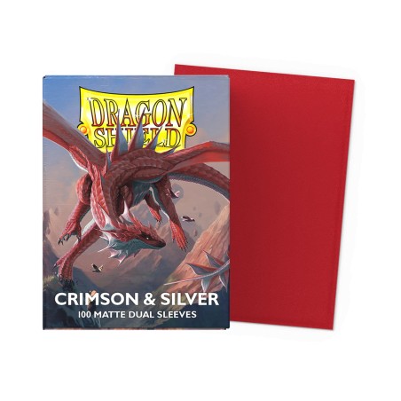 Dragon Shield - 100 Sleeves Standard Dual Matte - Crimson & Silver
