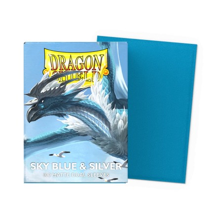 Dragon Shield - 100 Sleeves Standard Dual Matte - Sky Blue & Silver