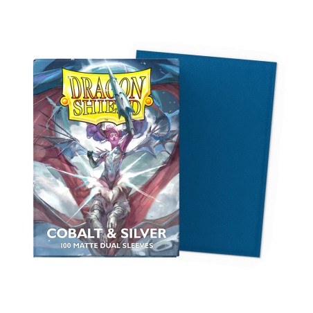Dragon Shield - 100 Sleeves Standard Dual Matte - Cobalt & Silver