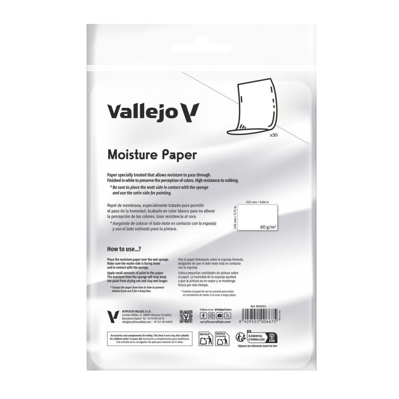 Vallejo - Outil : 30 Sheets Of Moisture Paper (