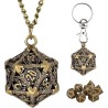 Porte clé D20 Bronze Brillant - 7 mini dés à l'intérieur