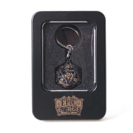 Porte clé D20 Noir - 7 mini dés à l'intérieur