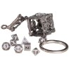 Porte clé D6 Argent - 7 mini dés à l'intérieur