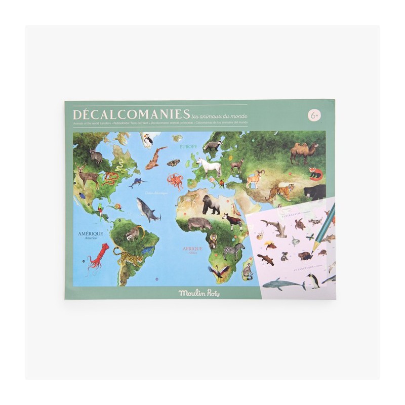 Moulin Roty - Mappemonde avec décalcomanies - Tout autour du monde