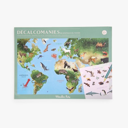 Moulin Roty - Mappemonde avec décalcomanies - Tout autour du monde