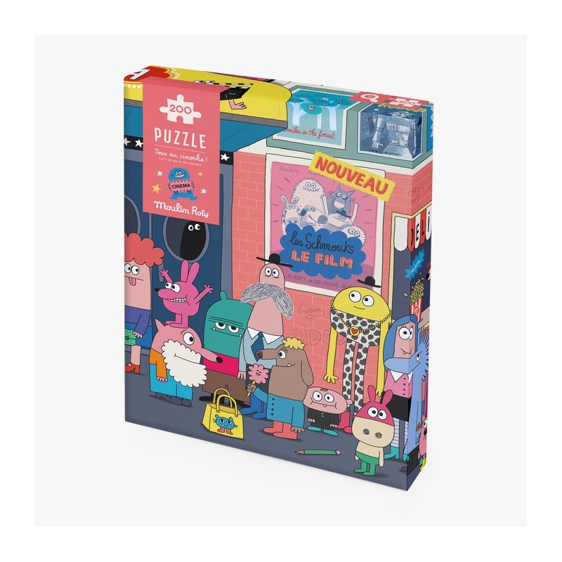 Moulin Roty - Puzzle - Tous au cinoche ! (200 pièces) - Les Schmouks