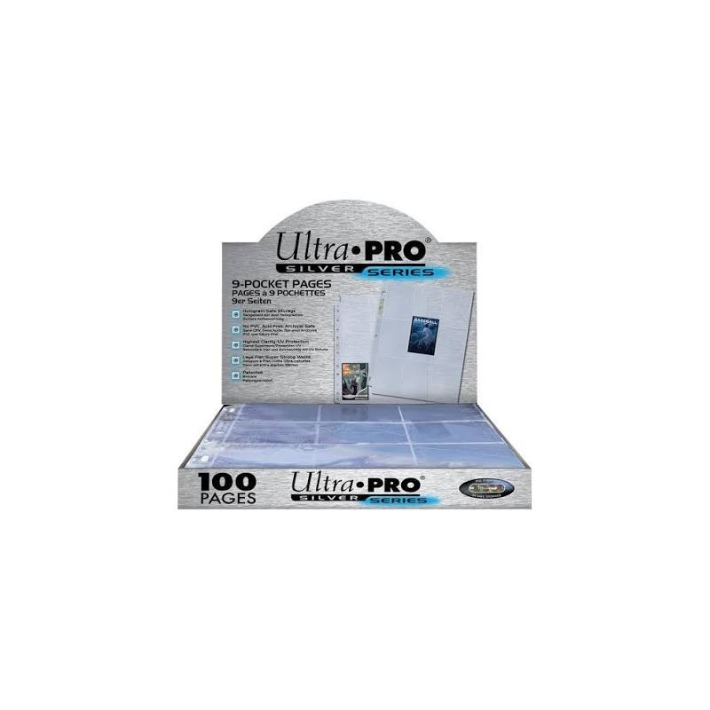 Ultra Pro - lot de 100 pages de classeur Silver Series pour cartes à collectionner 3x3