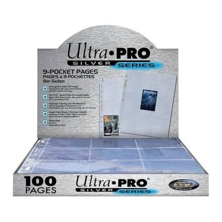 Ultra Pro - lot de 100 pages de classeur Silver Series pour cartes à collectionner 3x3