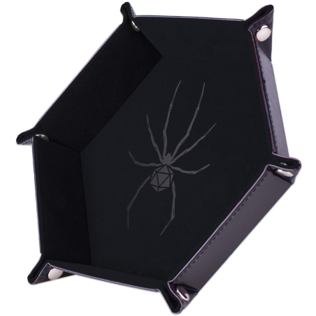 Piste de dés - Araignée Noire 19x19cm - Cuir et Velour