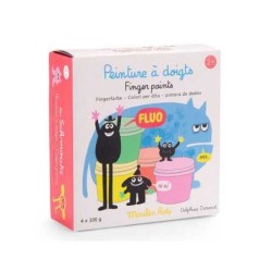 4 pots de peinture à doigts fluo Les Schmouks