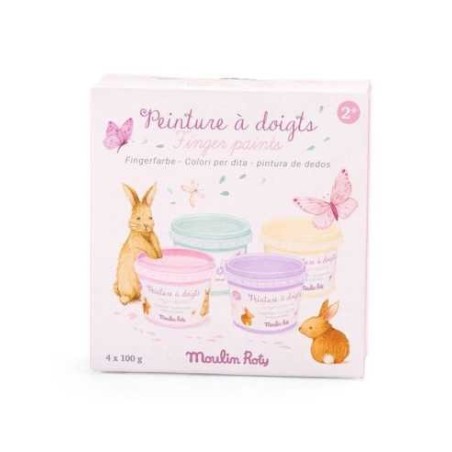 4 pots de peinture à doigts pastel Les Rosalies