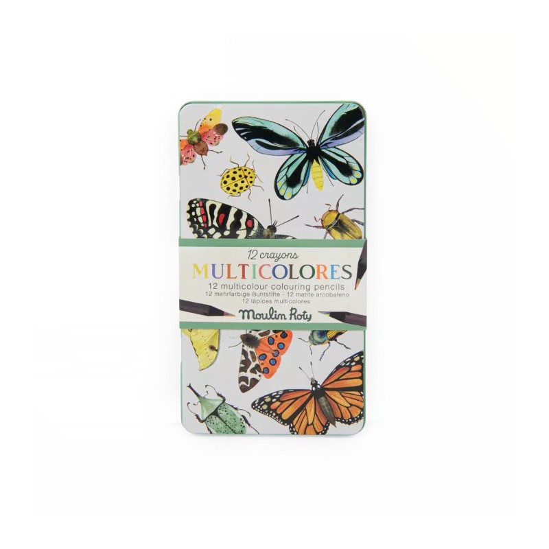 12 crayons de couleur multicolores Tout autour du monde
