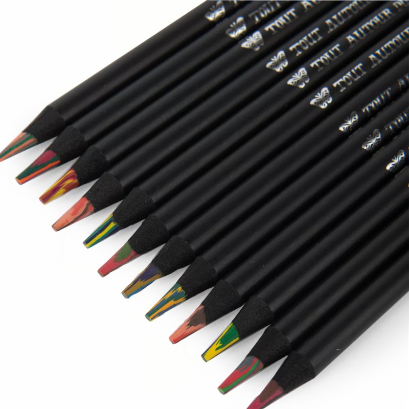 12 crayons de couleur multicolores Tout autour du monde