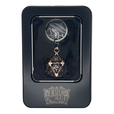 Porte clé D20 Rose Ancien - 7 mini dés à l'intérieur