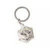 Porte clé D20 Argent Brillant - 7 mini dés à l'intérieur