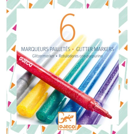 6 marqueurs pailletés Djeco