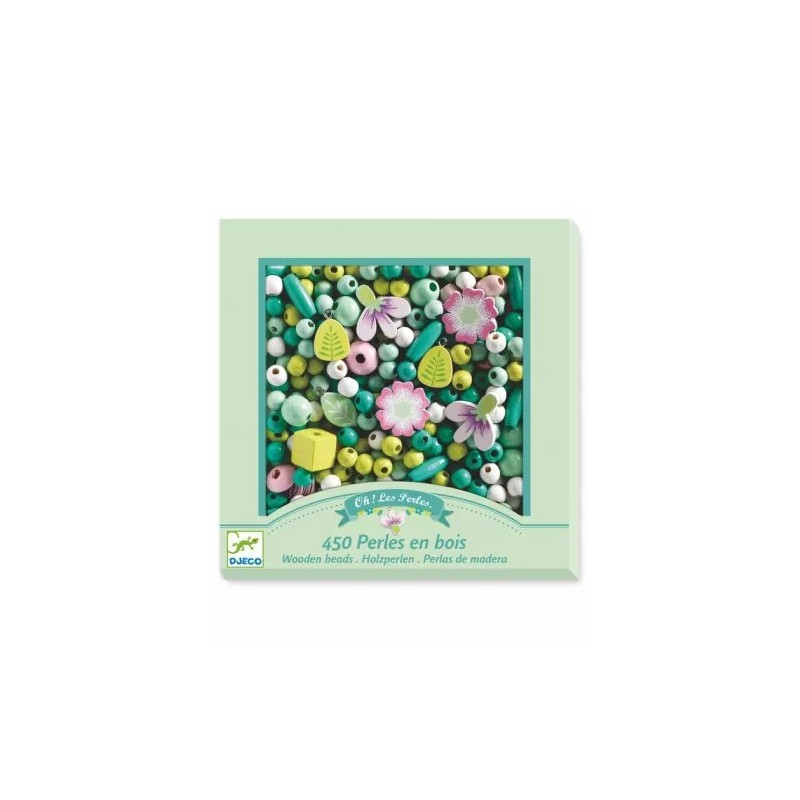 Perles bois- Feuilles et fleurs