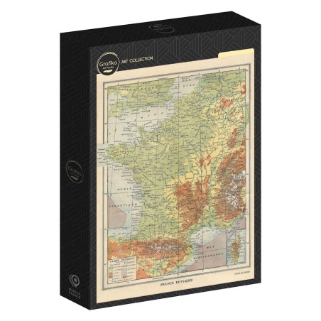 Puzzle - Carte de la France Physique, Larousse 1925 - 2000p.