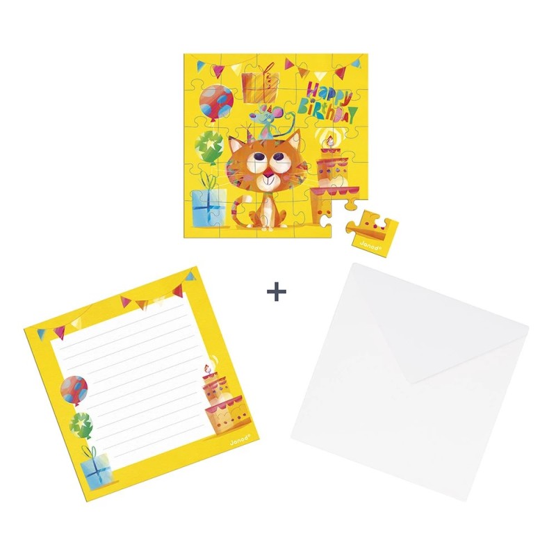 Carte Puzzle - Anniversaire chat