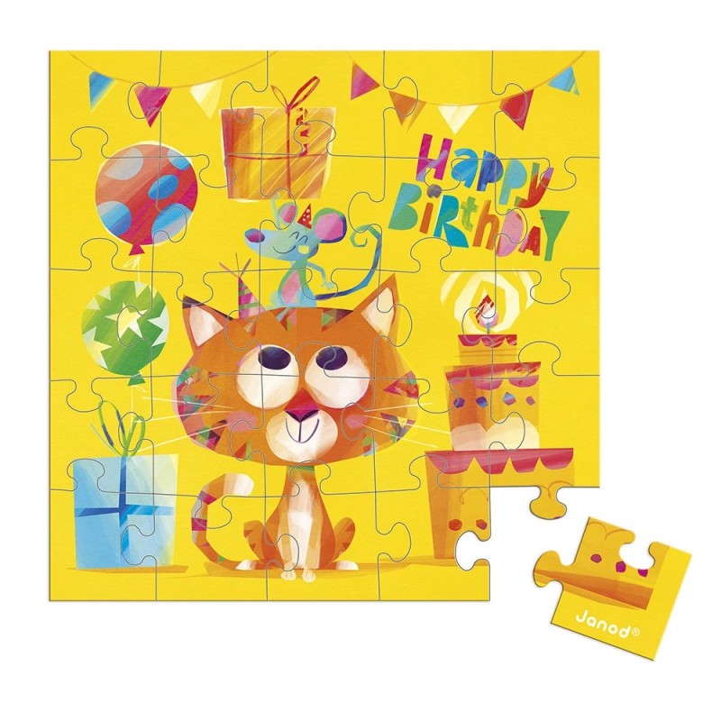 Carte Puzzle - Anniversaire chat