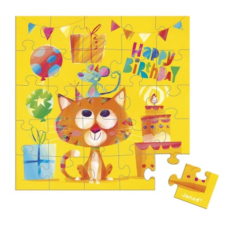 Carte Puzzle - Anniversaire chat