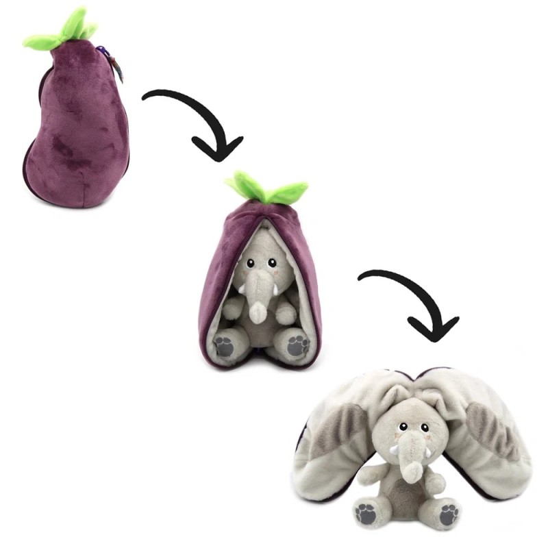 Peluche Flipetz Veggies - Elephant&Aubergine