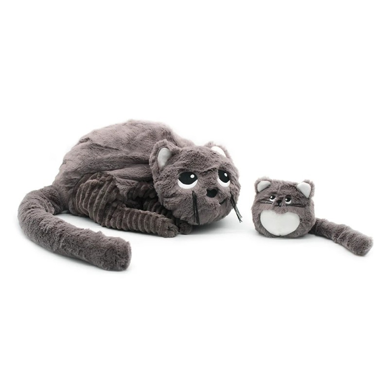 Peluche Ptipotos - Chat Gris Maman&Bébé