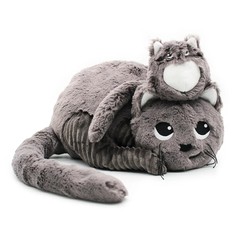 Peluche Ptipotos - Chat Gris Maman&Bébé