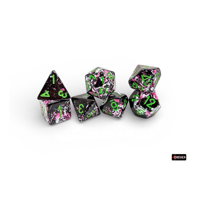 Chessex - Set de 7 mini dés Jeux de rôle - Paintball / Green