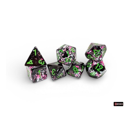 Chessex - Set de 7 mini dés Jeux de rôle - Paintball / Green